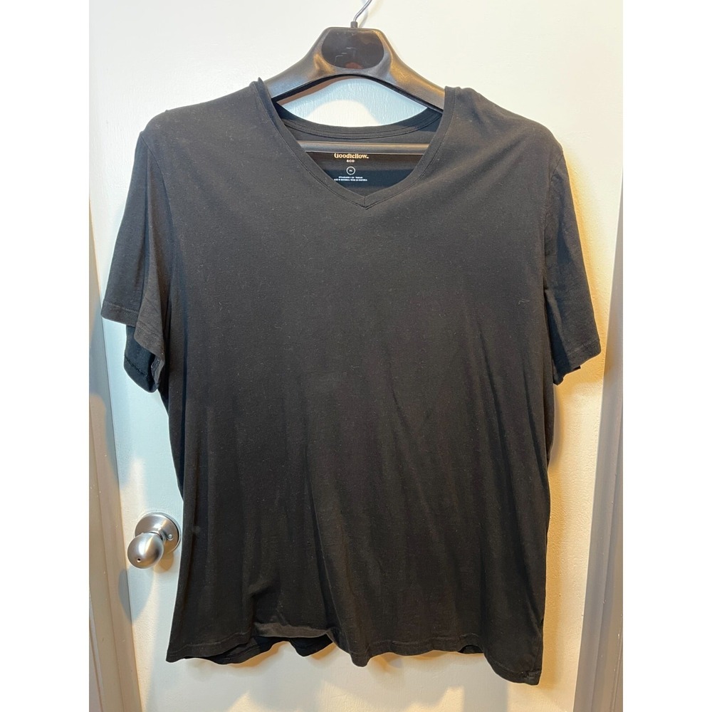 Goodfellow Mens Lyndale T-Shirt V-Neck Tee Black Size XL (Flaw)